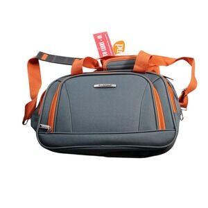 Rockland Gray Carry On Travel Bag Unisex Soft Case Adjustable Strap Orange Trim